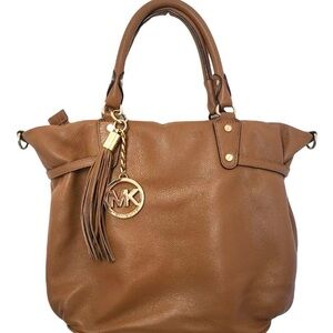 Michael Kors Tan Leather Tote with Gold Accents
